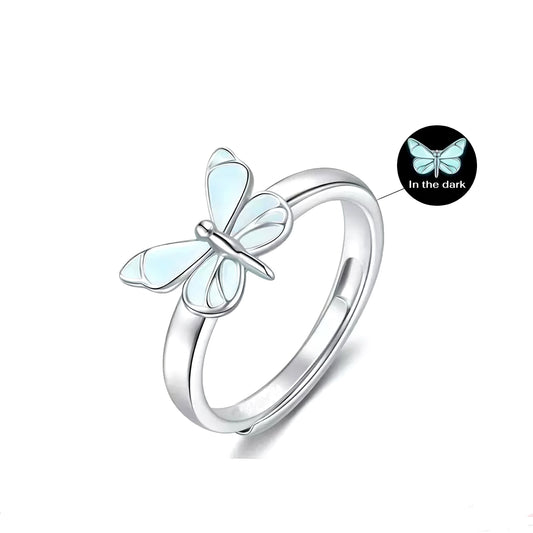 Luminous Dream Blue Butterfly Ring